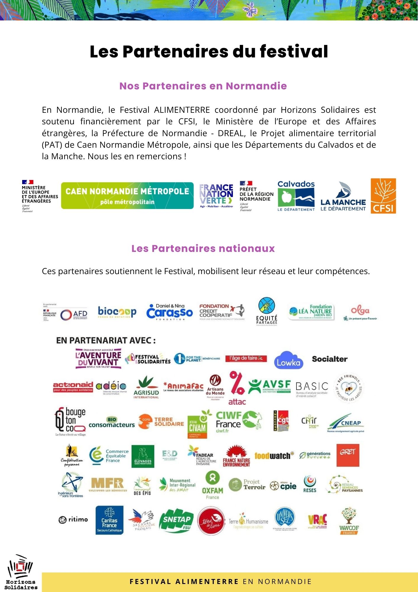 Financeurs Festival Alimenterre 2026 Normandie